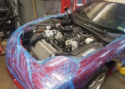 corvette in the shop